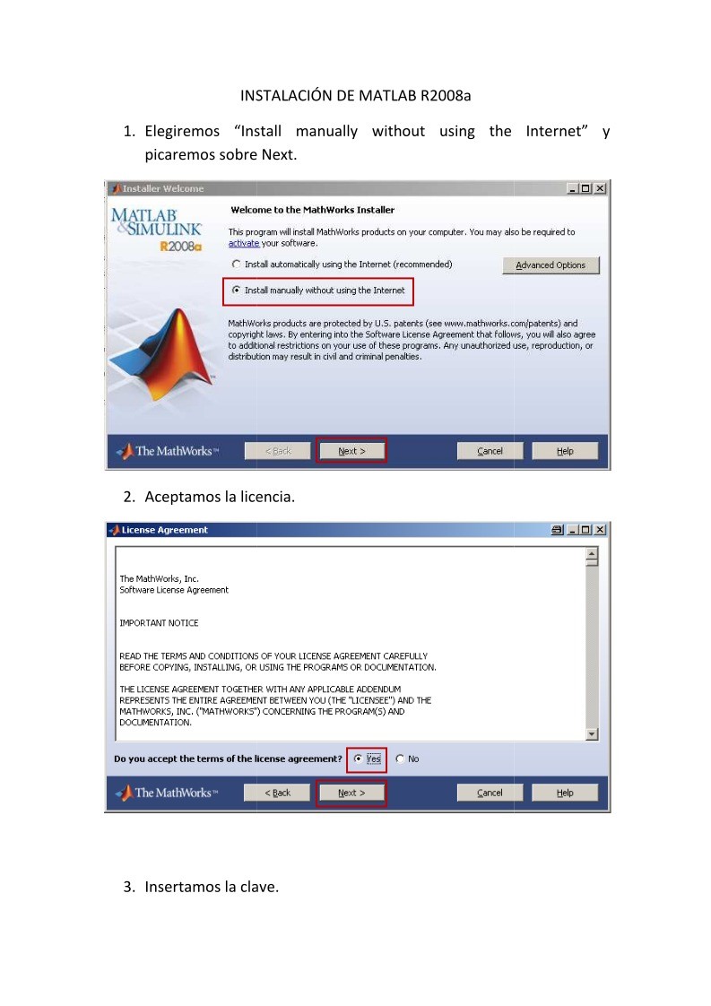 Imágen de pdf Instalación de Matlab R2008a