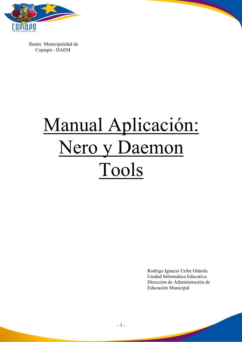 Imágen de pdf Manual Aplicación: Nero y Daemon Tools