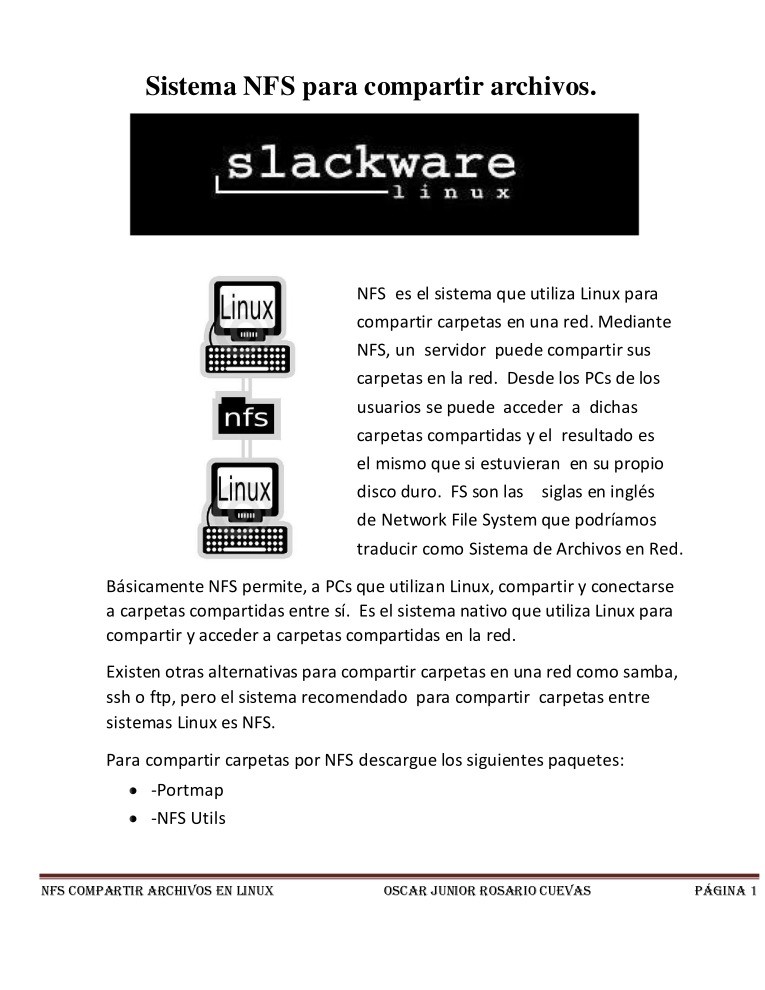 Imágen de pdf Sistema NFS para compartir archivos en linux