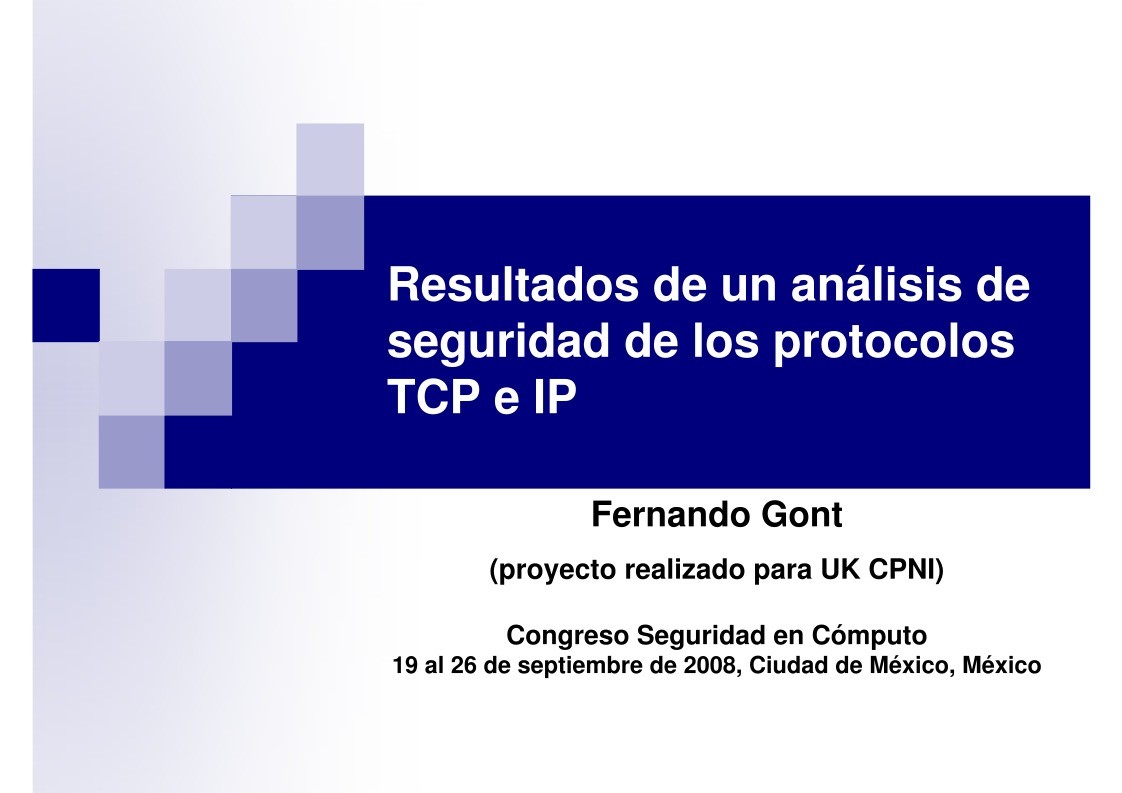 Imágen de pdf Resultados de un análisis de seguridad de los protocolos TCP e IP