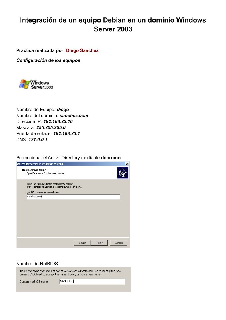 Imágen de pdf Integración de un equipo Debian en un dominio Windows Server 2003