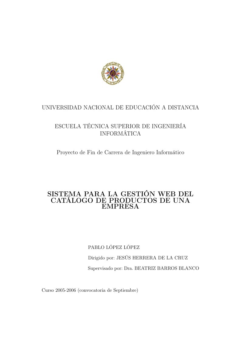 Imágen de pdf Sistema para la gestión web del catálogo de productos de una empresa