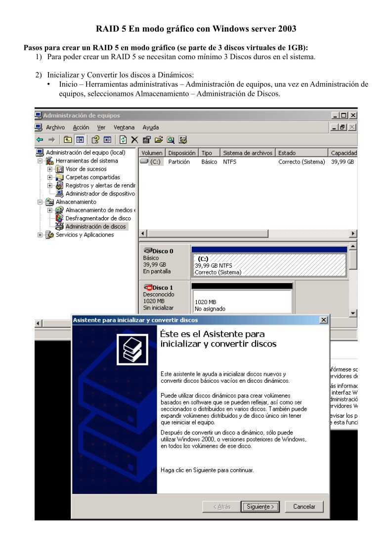 Imágen de pdf RAID 5 En modo gráfico con Windows server 2003