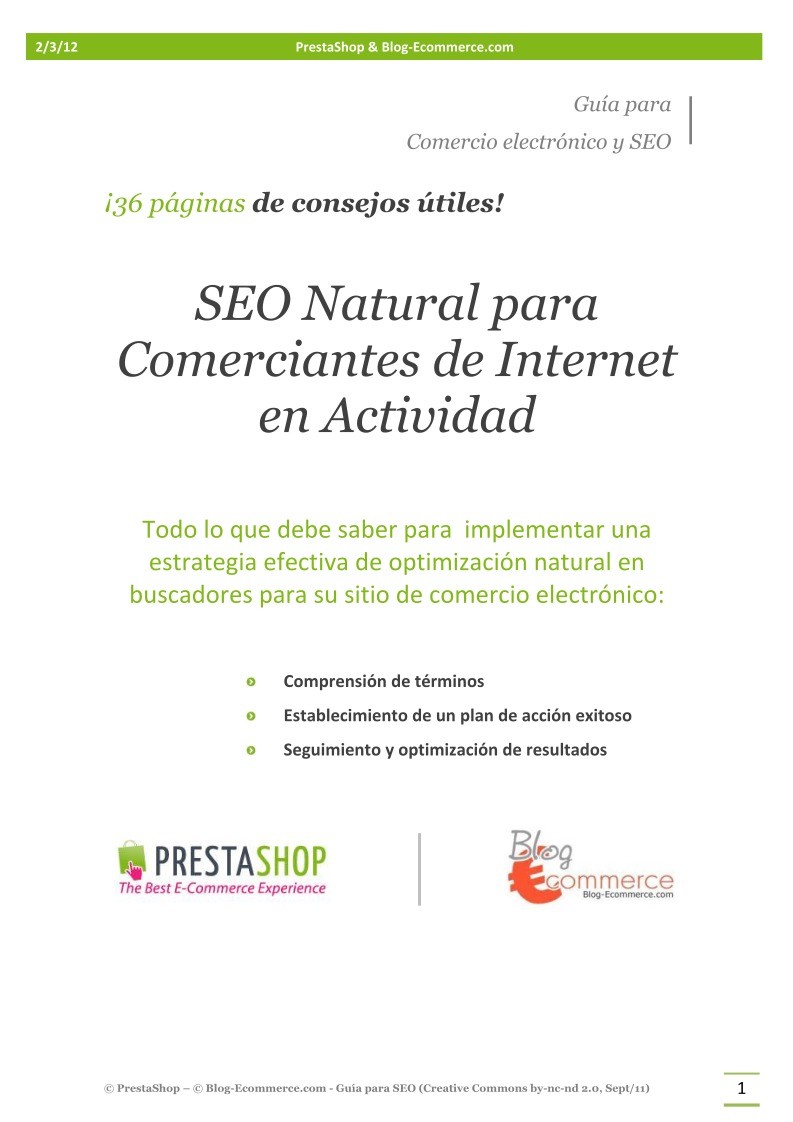 Imágen de pdf SEO Natural para Comerciantes de Internet en Actividad
