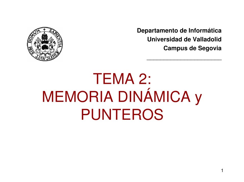 Imágen de pdf Tema 2: Memoria dinámica y punteros