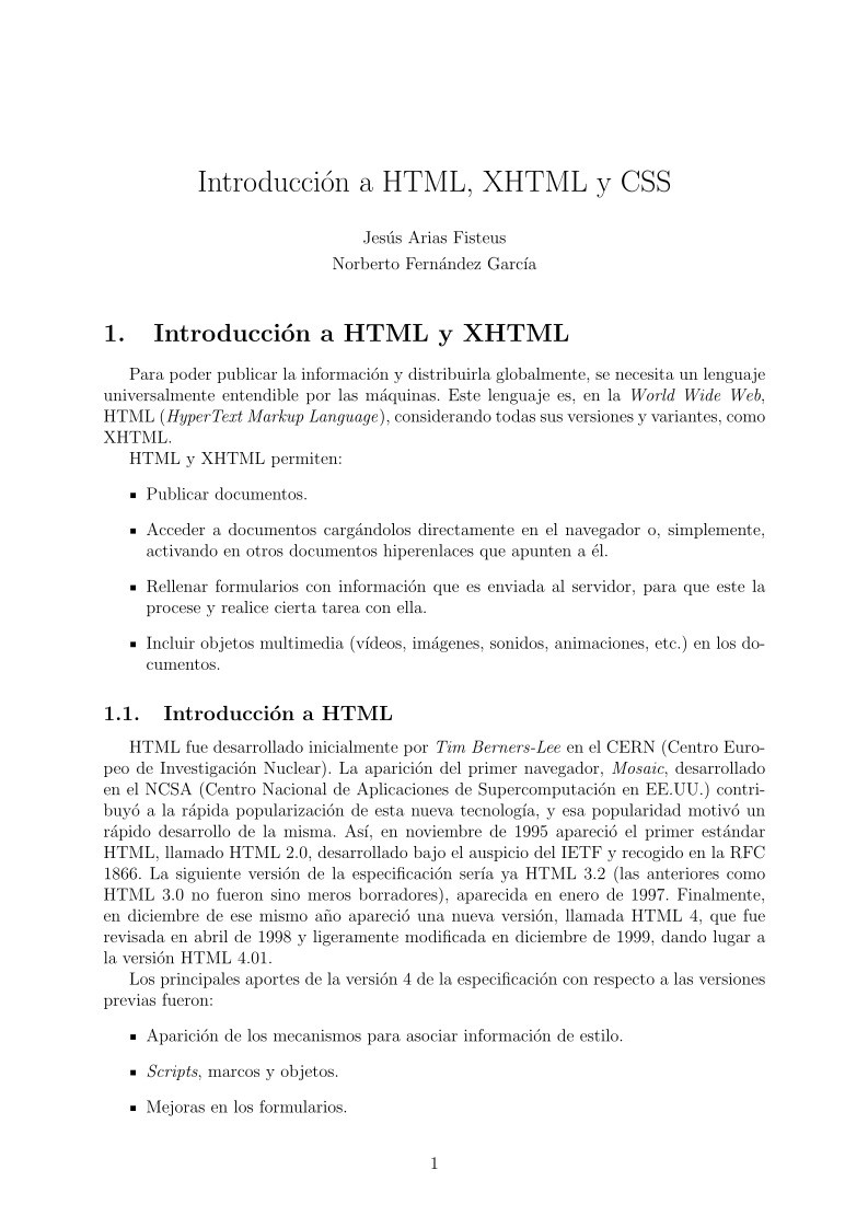 Imágen de pdf Introducción a HTML, XHTML y CSS