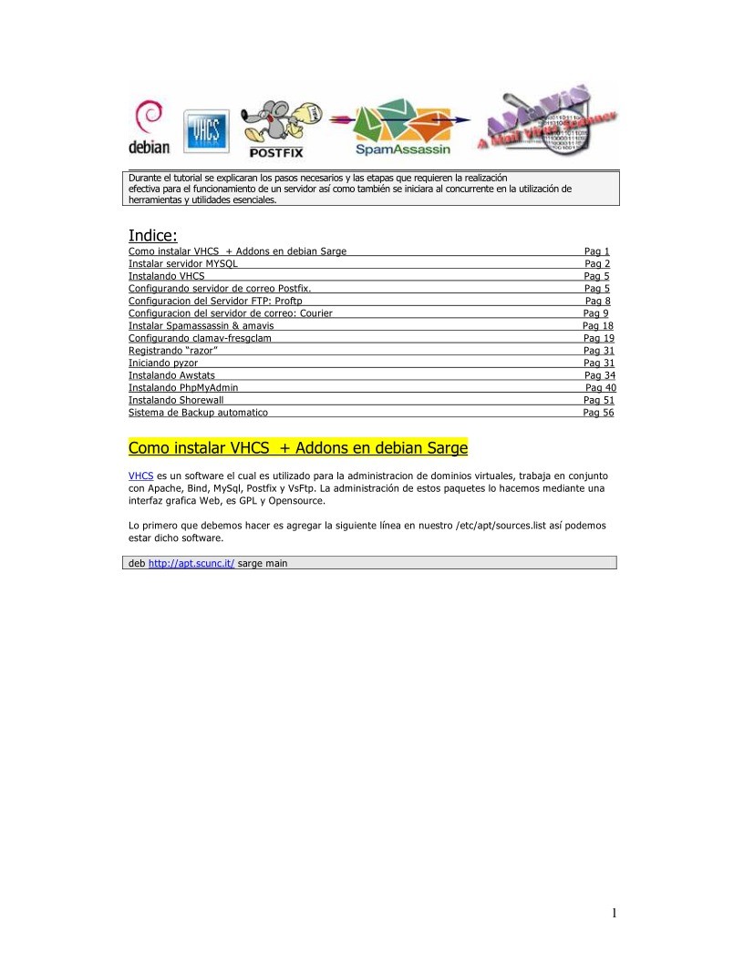Imágen de pdf Como instalar VHCS + Addons en Debian Sarge
