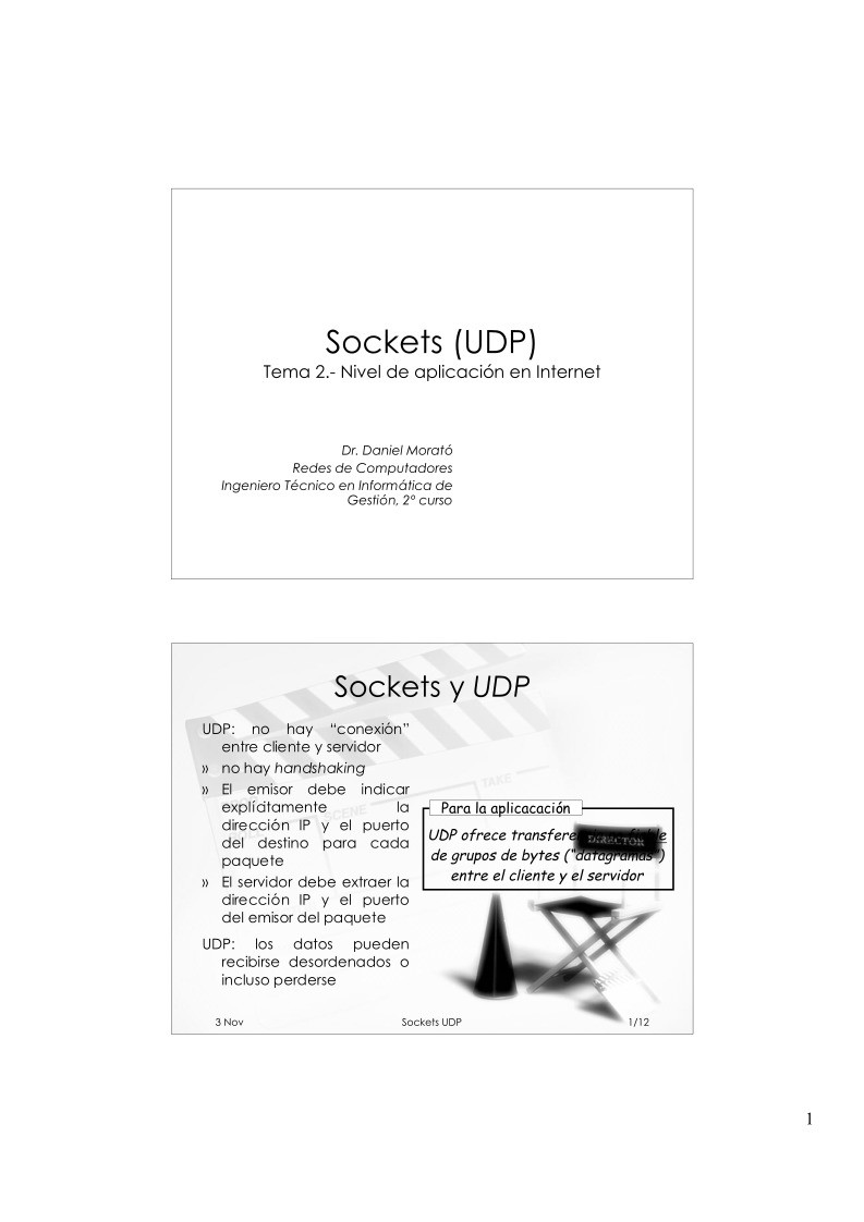Imágen de pdf Sockets (UDP) - Tema 2.- Nivel de aplicación en Internet