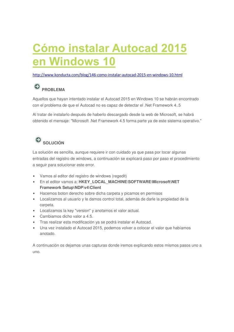 Imágen de pdf Cómo instalar Autocad 2015 en Windows 10