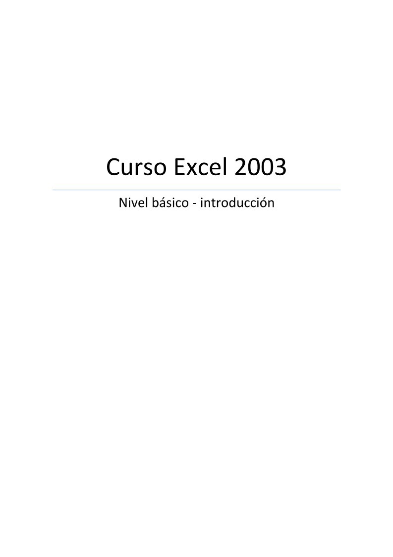 Imágen de pdf Curso Excel 2003 - Nivel básico - introducción