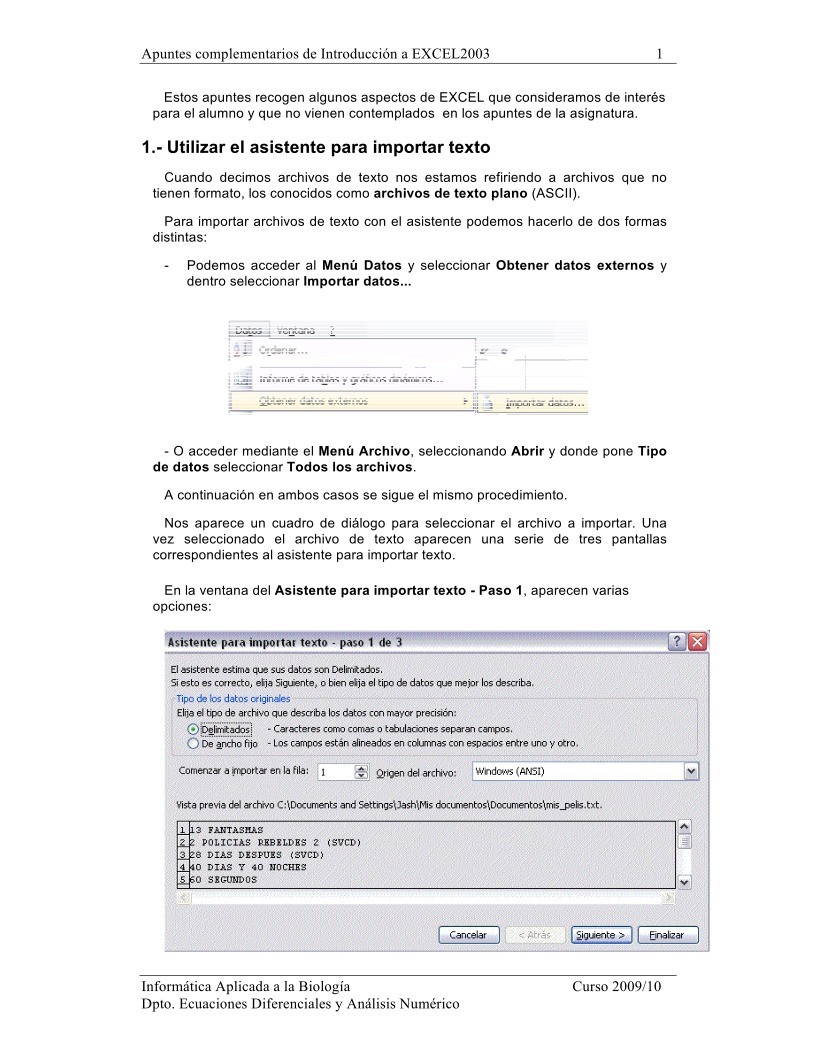 Imágen de pdf Introducción a EXCEL2003 - Apuntes complementarios