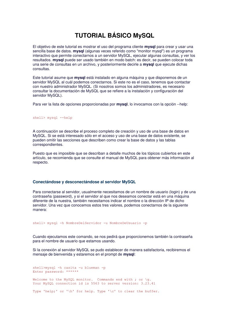 PDF de programación - Tutorial básico MySQL
