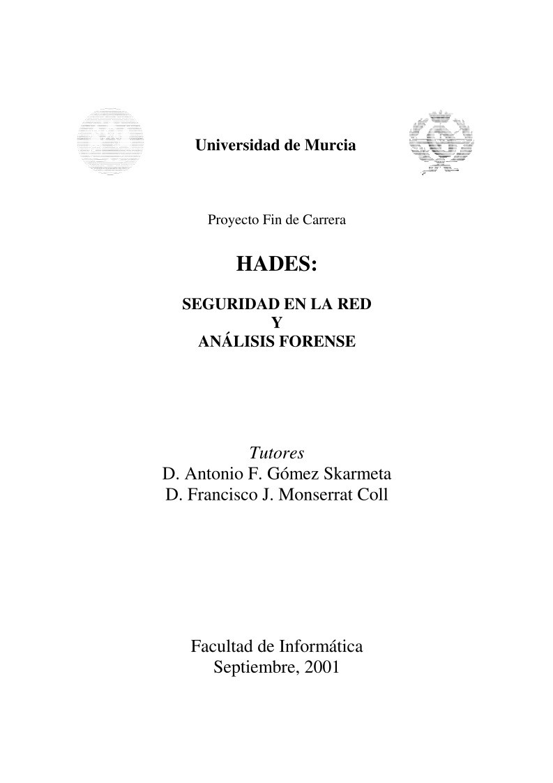 Imágen de pdf HADES: Seguridad en la red y análisis forense