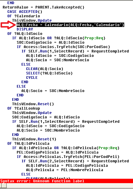 ClarionCalendarioErrorCodigo