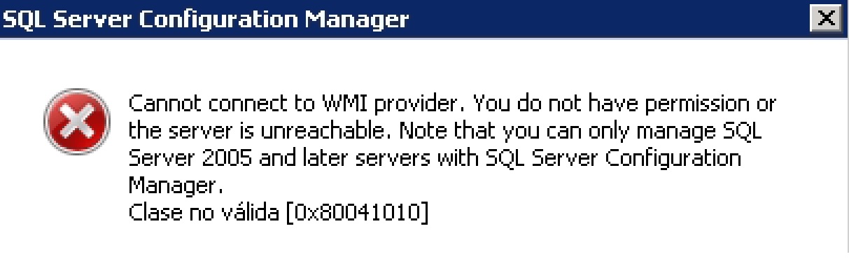 Managed only. Диспетчер конфигурации SQL Server. Cannot Server в браузере. Install_failed_Internal_Error: permission denied. SWBEMOBJECTSET недопустимый класс.