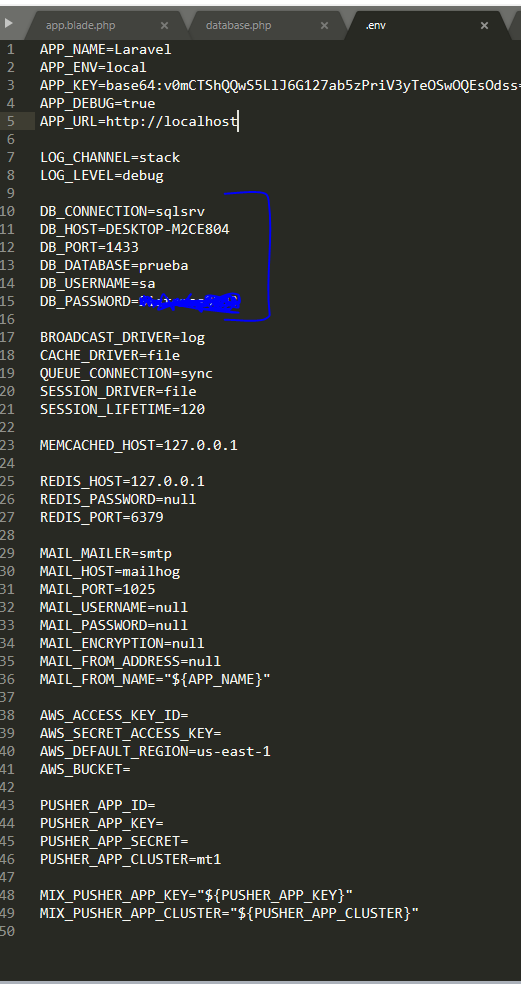 envlaravelsql