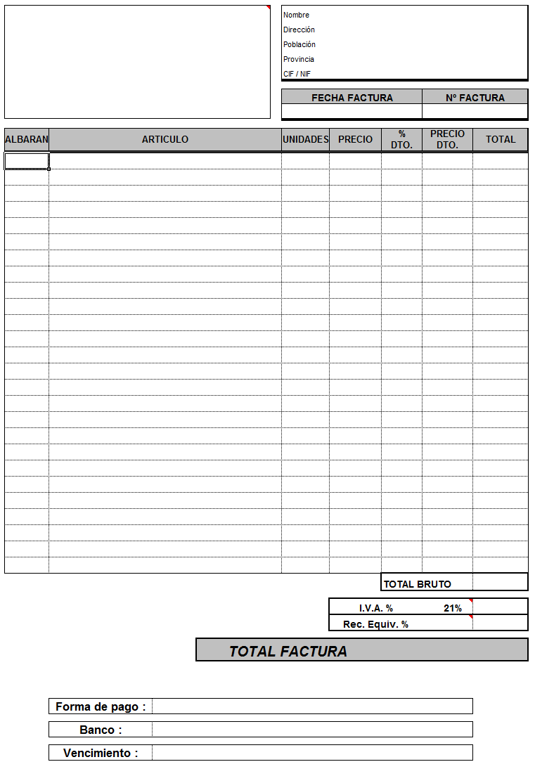 Formato Factura En Excel Código de Excel - Plantilla para facturación en Excel